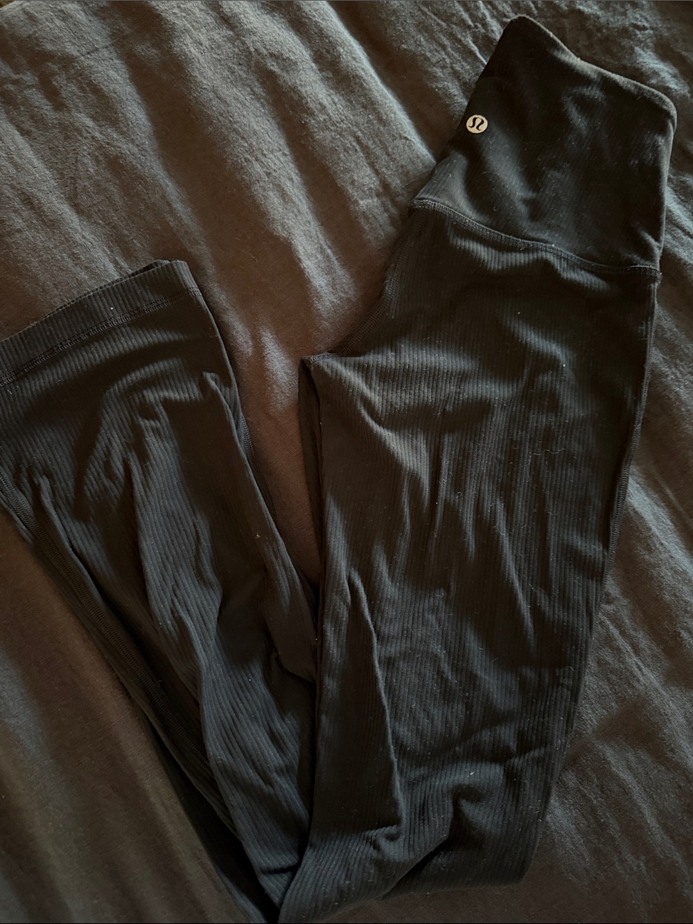 lululemon athletica Black Ribbed Flare Leggings